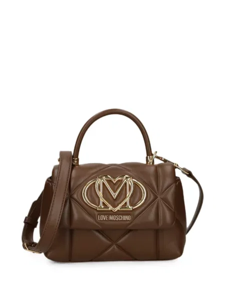 Geantă shopper Love Moschino cu autograf maro