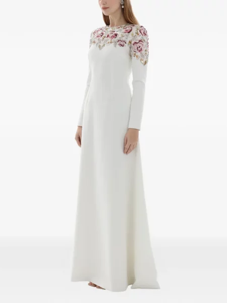 Rochie maxi Dina Melwani lungă de costum alb