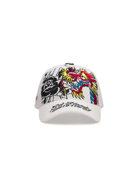 Ed Hardy Čiapka Dragon And Roses žltá / červená / čierna biela