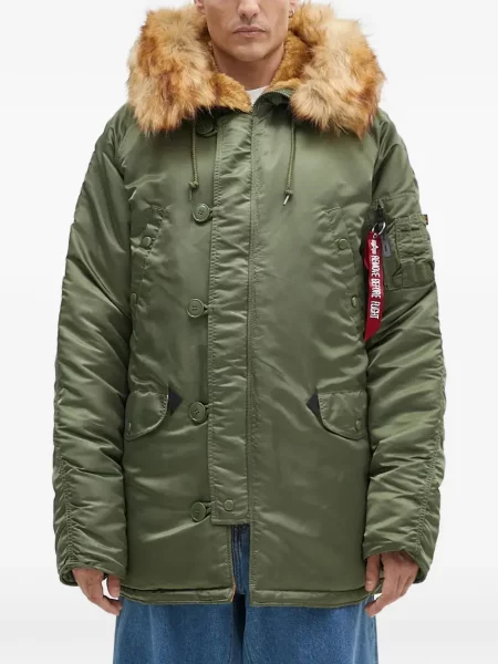 Palton Alpha Industries cu glugă verde