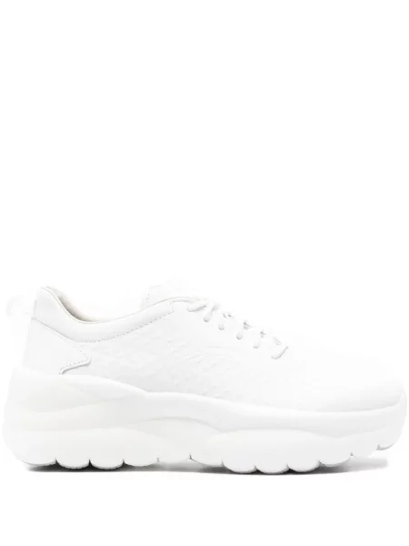 Sneakerși Geox cu șireturi din dantelă alb