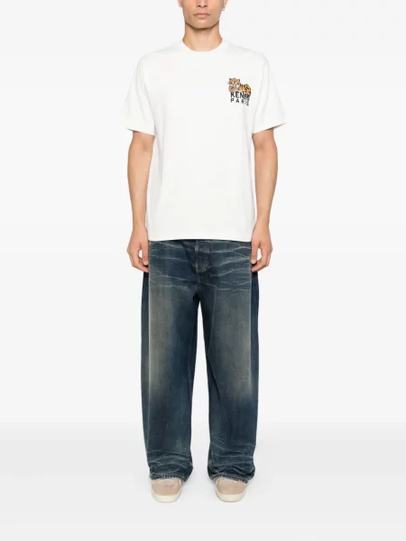 Tricou Kenzo cu dungi de tigru alb