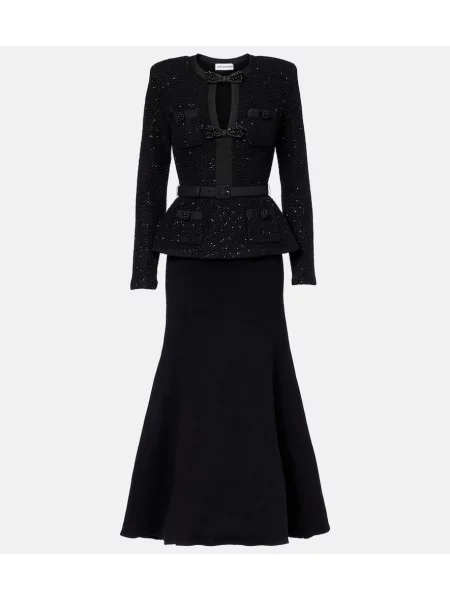 Odgovarati maksi haljina Self-portrait peplum crna