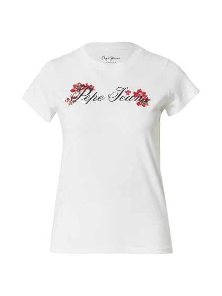 Pepe Jeans Tričko FLORAL I khaki / červená / černá bílá