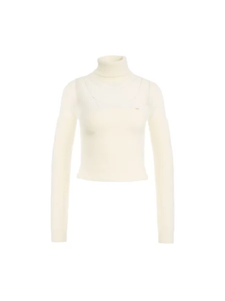 Dzianinowy warstwowy sweter Elisabetta Franchi biały