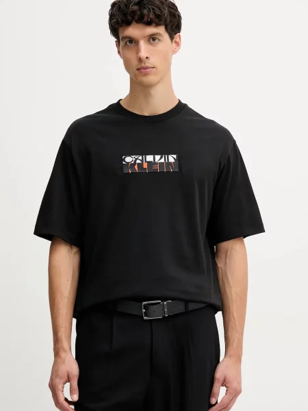 Тениска Calvin Klein Jeans с апликация черно