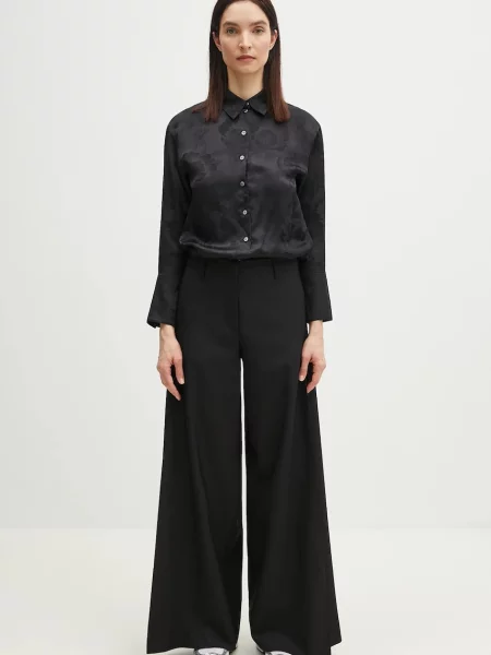 Шовкова сорочка Kenzo regular класичний комір чорний