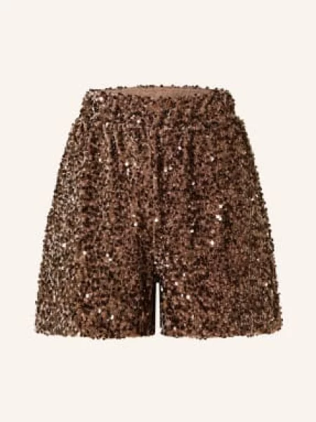 Only Aksamitne Szorty Z Cekinami rosegold brązowe