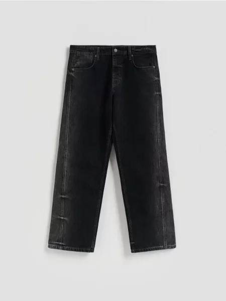 Reserved Blugi baggy cu efect prespălat gri