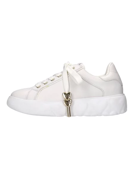 Sneakersy Love Moschino skórzane w serca białe