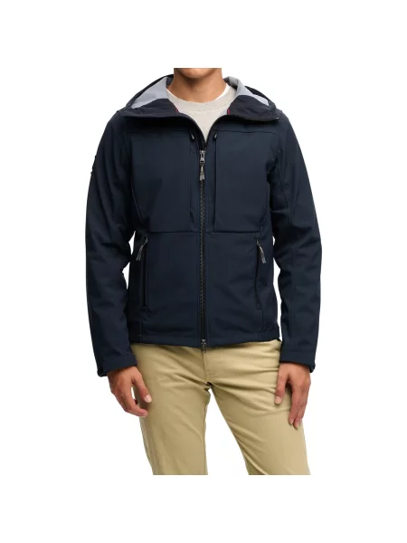 Softshell sako Superdry s kapucňou modrá