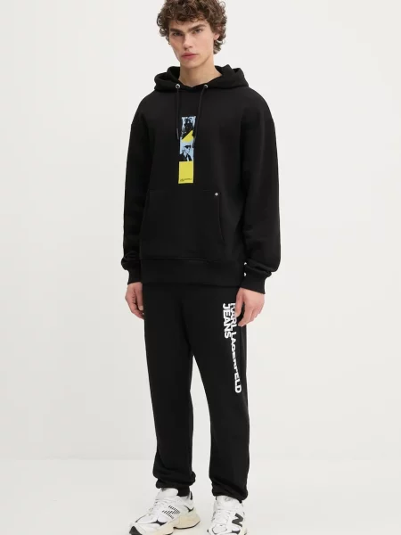 Кофта Karl Lagerfeld Jeans з капюшоном з принтом чорний