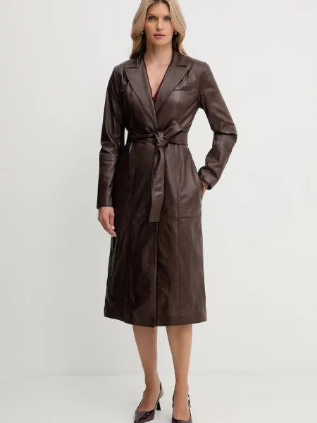 Marciano Guess płaszcz skórzany LANA brązowy