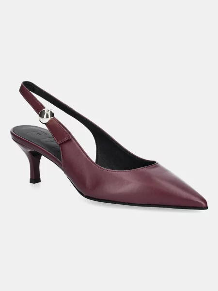 Кожени обувки с тънък Furla Sfera Slingback лилаво виолетово