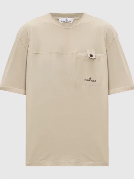 Футболка кольору хакі з принтом логотипа Stone Island