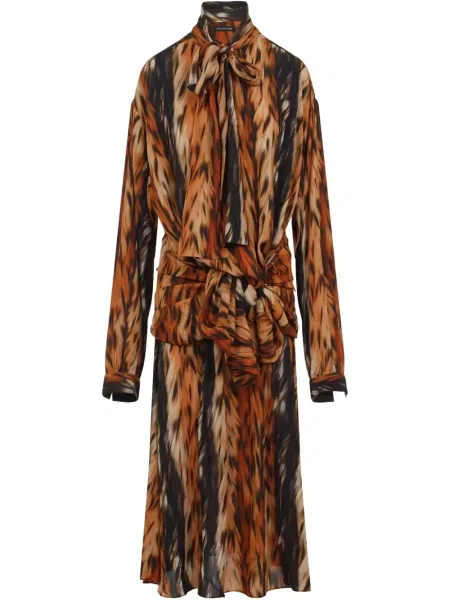 Sukienka midi Balenciaga do kolan garniturowa brązowa