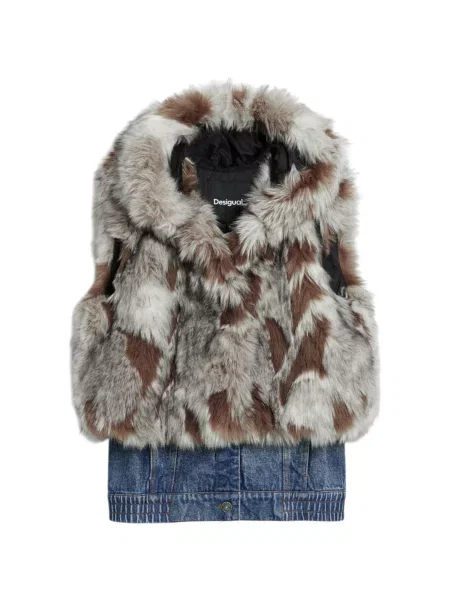Vesta Desigual Bunny Fur Vest Brown XS hnědá