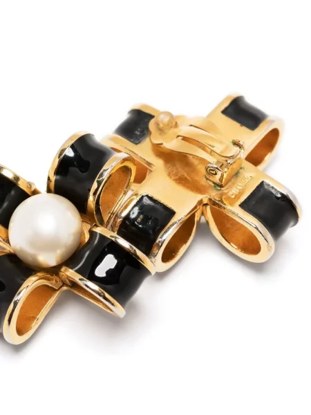 Smalt náušnice Chanel Pre-owned s perlami zlaté