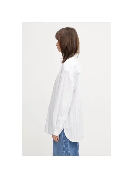 Koszula Maison Kitsune w paski z paskiem biała