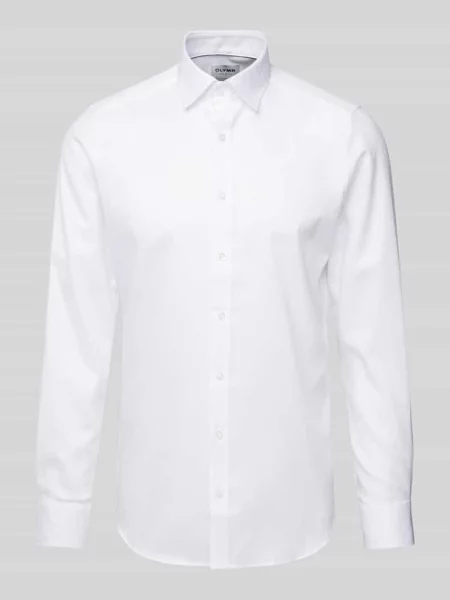 Koszula biznesowa o kroju slim fit z jednolitą fakturą Olymp Level 5 biała