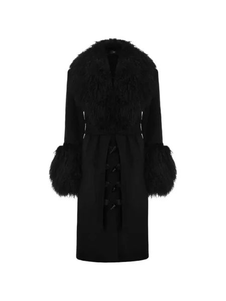 Palton de blană Ow Collection cu blană negru