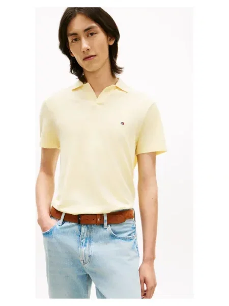 Tricou polo Tommy Hilfiger din țesătură twill galben