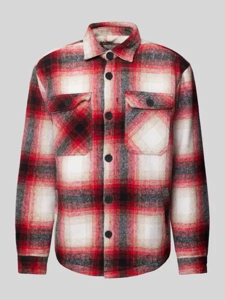 Kurtka koszulowa o kroju regular fit z nakładanymi na piersi Redefined Rebel czerwona