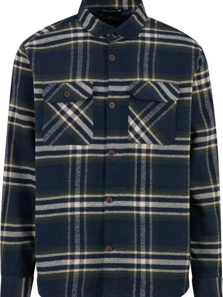 FYNCH-HATTON Košulja svijetlobež / mornarsko / tamno zelena plava