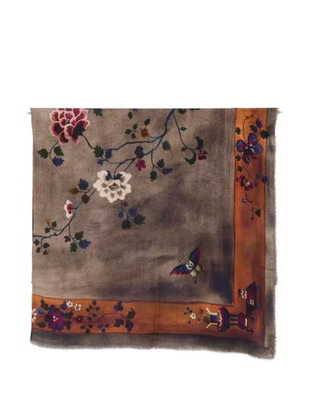 Fular Faliero Sarti cu model floral cu imagine maro