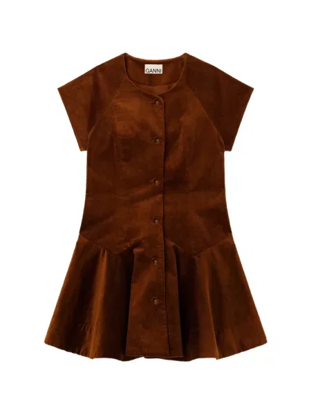 Rochie Ganni de catifea cord maro