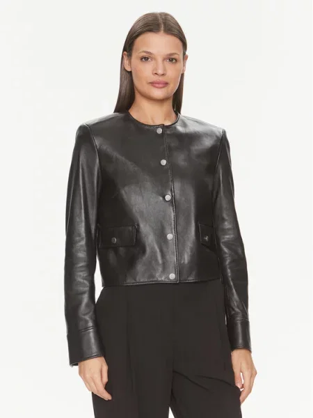 Usnjena jakna Boss črna
