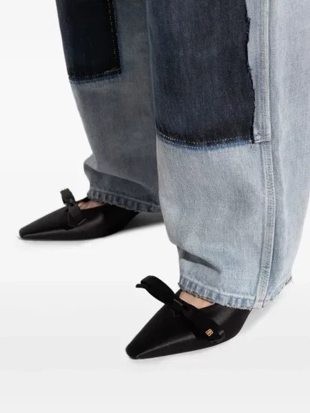Papuci tip mules Balenciaga cu funde negru