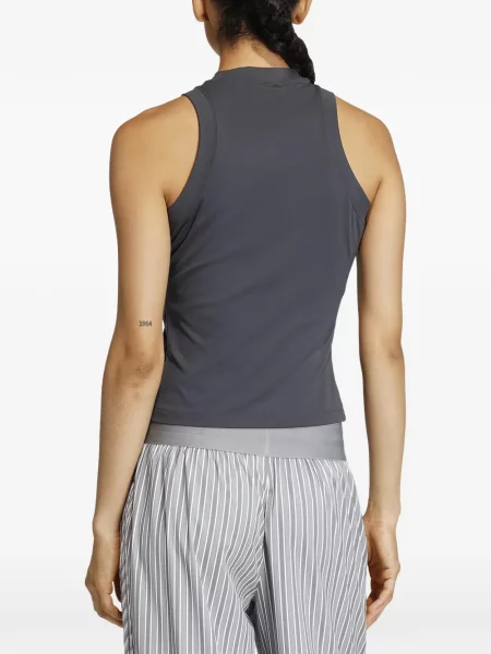 Top Adidas cu dungi cu imagine lung alb