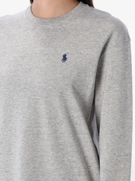 Дълго тениска Polo Ralph Lauren с V-образно деколте черно