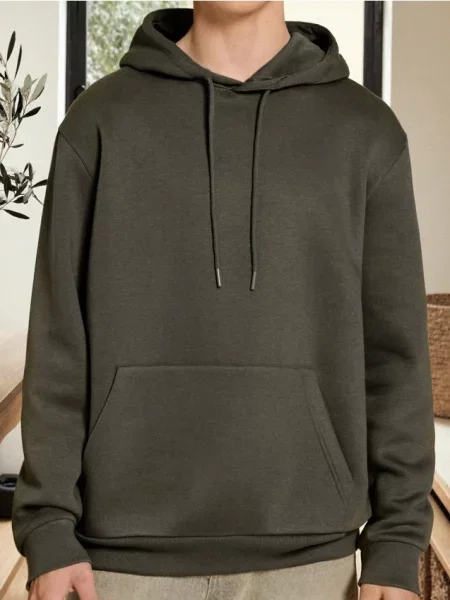 Sinsay Bluza hoodie basic zielony