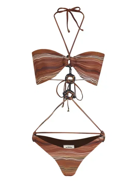 Costum de baie Amir Slama cu dungi maro