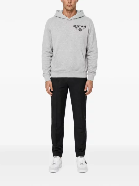 Hanorac cu glugă Philipp Plein din fleece gri