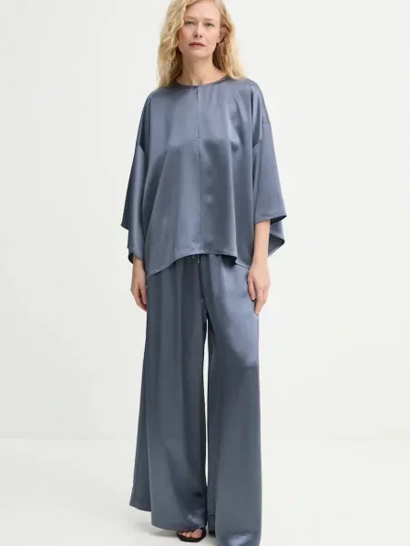 By Malene Birger spodnie CLORELLA szerokie high waist niebieski