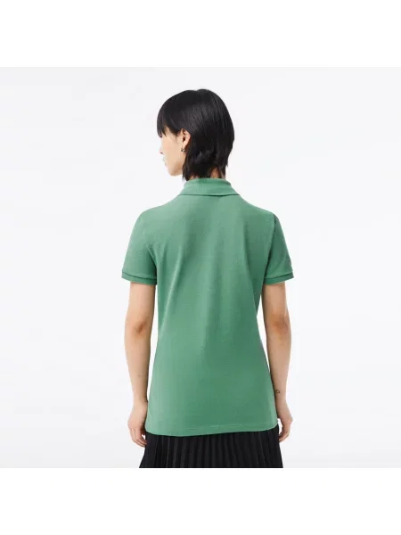 Lacoste Koszulka Polo Z Elastycznej Bawełny Slim Fit zielony