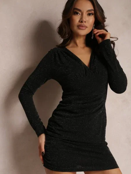 Rochie Cambrată Cu Drapări Sepi neagră