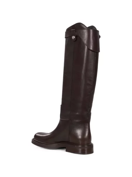 Botine Poeve din piele cu cataramă cu bretele maro