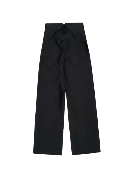 Pantaloni Maison Margiela cu șireturi din dantelă negru