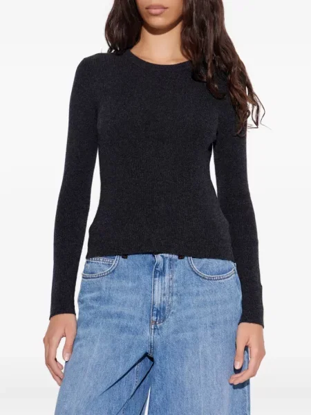 Top Maison Kitsune cu decolteu rotund gri