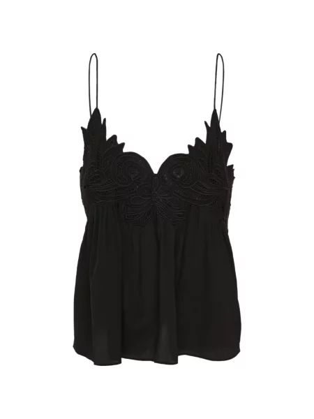 Top Ulla Johnson cu aplicații din dantelă negru