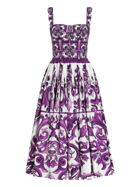 Rochie midi Dolce & Gabbana cu imagine până la genunchi de costum violet