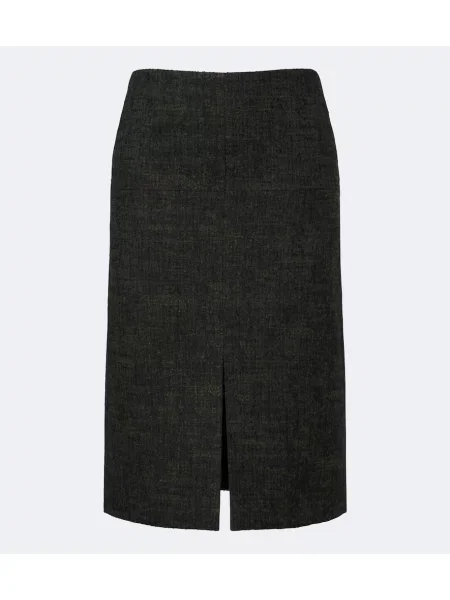 Fustă midi Shushu/tong din tweed verde