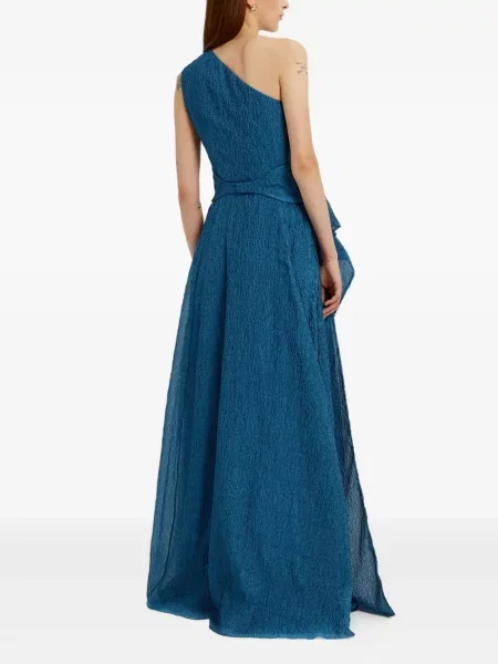 Rochie Erdem cu un umăr gol albastru