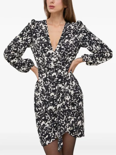 Sukienka mini Morgan z nadrukiem z dekoltem w serek garniturowa czarna