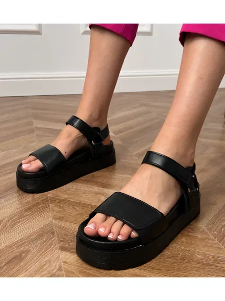 Sandale D/ceo din piele cu platformă negru