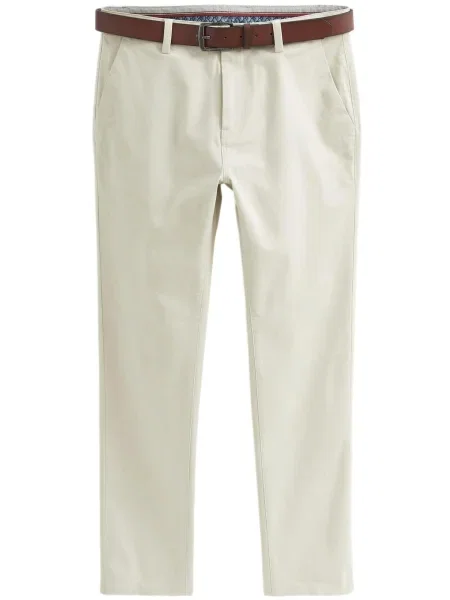 Next Chino hlače rjava / off-bela bela